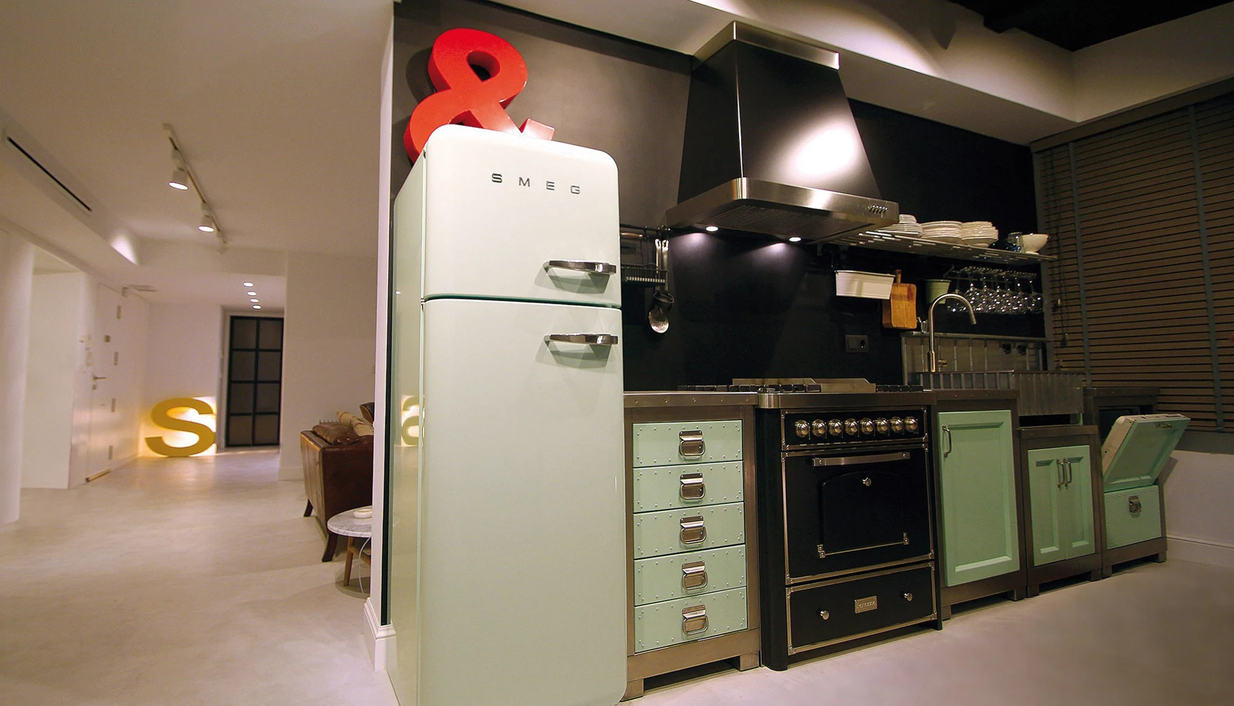 Cimentart decorative microcement flooring in an interior kitchen